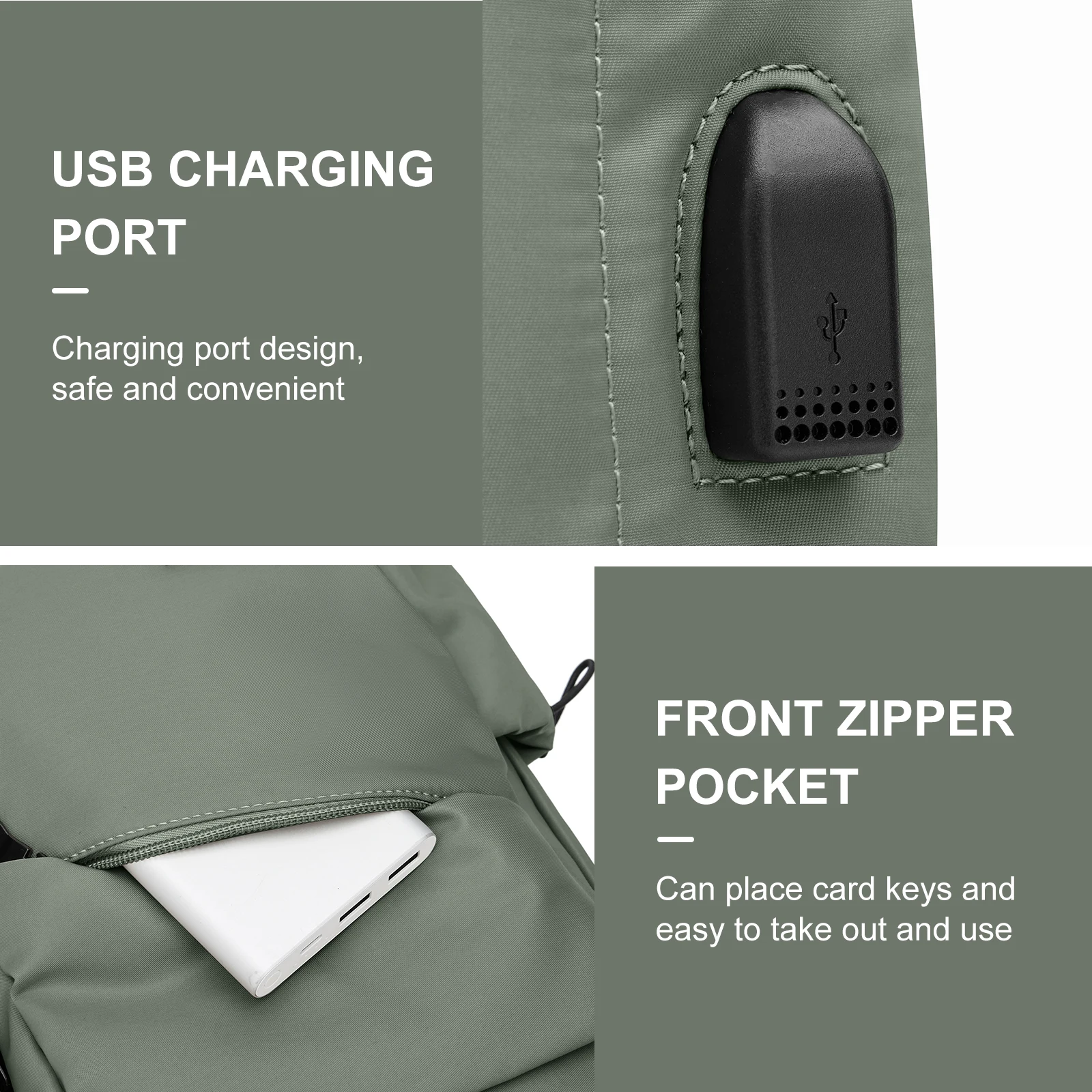 حقيبة صدر للرجال ، حقيبة كتف ، ركوب الدراجات في الهواء الطلق ، حقيبة كتف واحد ، حقيبة ظهر ذات سعة كبيرة مع USB ، مضادة للرش ، عصرية