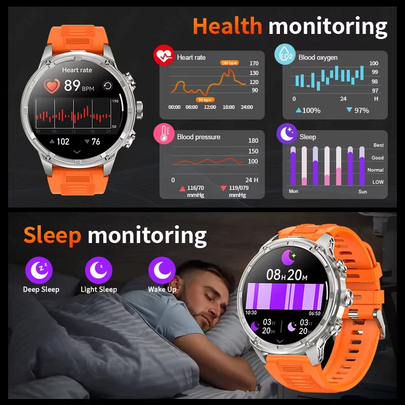 2025 New Men Military Outdoor 710mAh Battery Smart Watch TREX3 1.85-inch HD LED Flashlight Waterproof Bluetooth Call Smartwatch