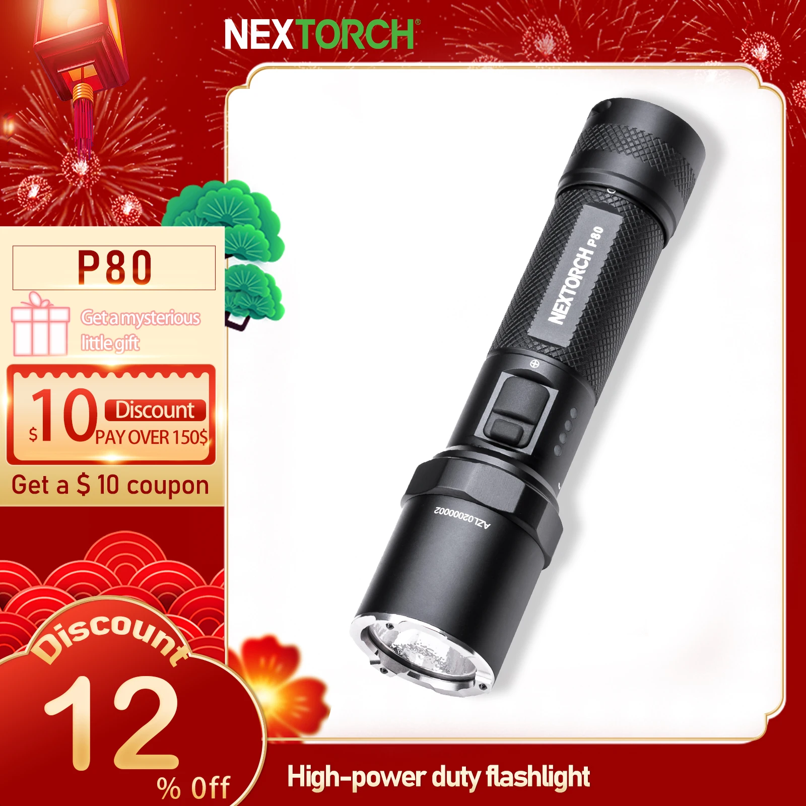 

Nextorch P80 1600 Lumen Rechargeable Tactical Flashlight, LED Law Enforcement Outdoor Sports Fishing Camping Long Bright