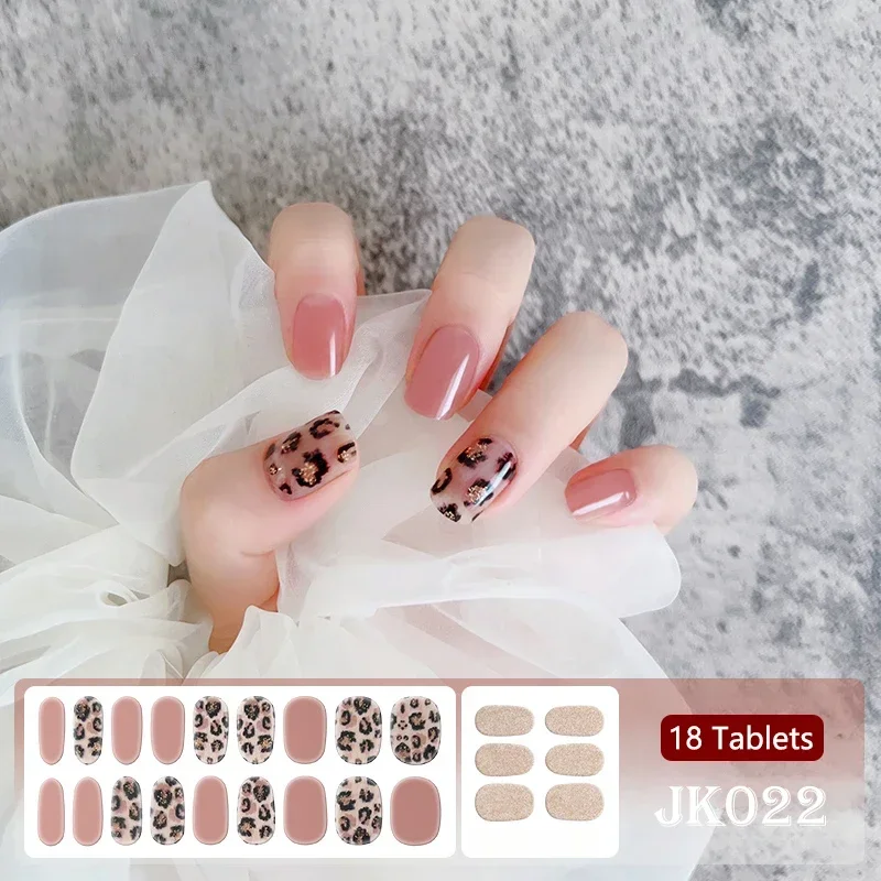 Neue Ankunft Leopardenmuster Semi Cured Gel Nagelstreifen Patch Kleber Maniküre Dekor UV Lampe Brauchen Französisch Design Gel Nagel Aufkleber