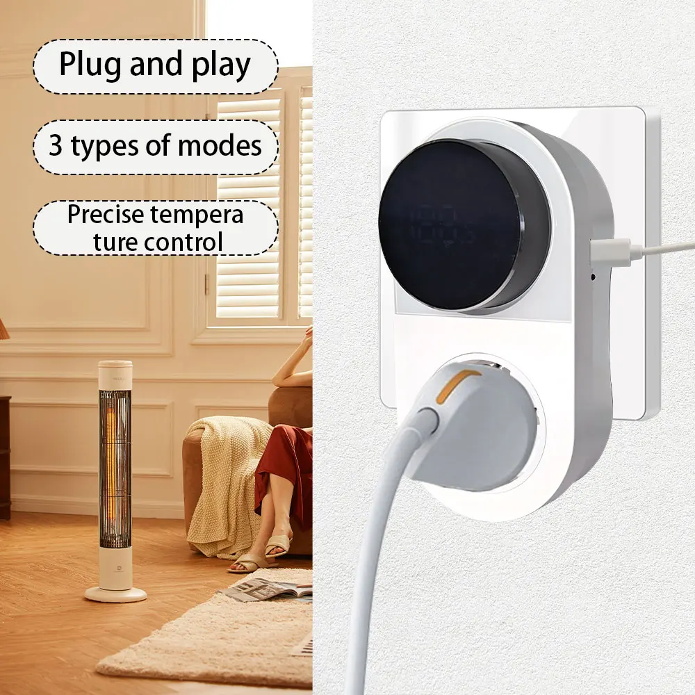 

Smart WiFi Thermostat Plug With LED Display App Control Programmable Temperature Controller Socket For Heating Cooling Devices