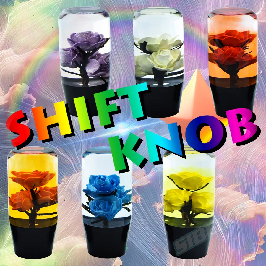 

10cm Gear Shift Knob Crystal Real Flower Car Accessories Lever Change Knob Universal