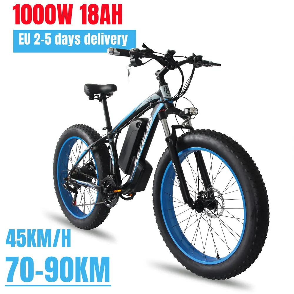 

Eu Stock 26 inch 4.0 fat electric bicycle 1000W48V21 speed lithium electric beach snowmobile assisted electric bicycle