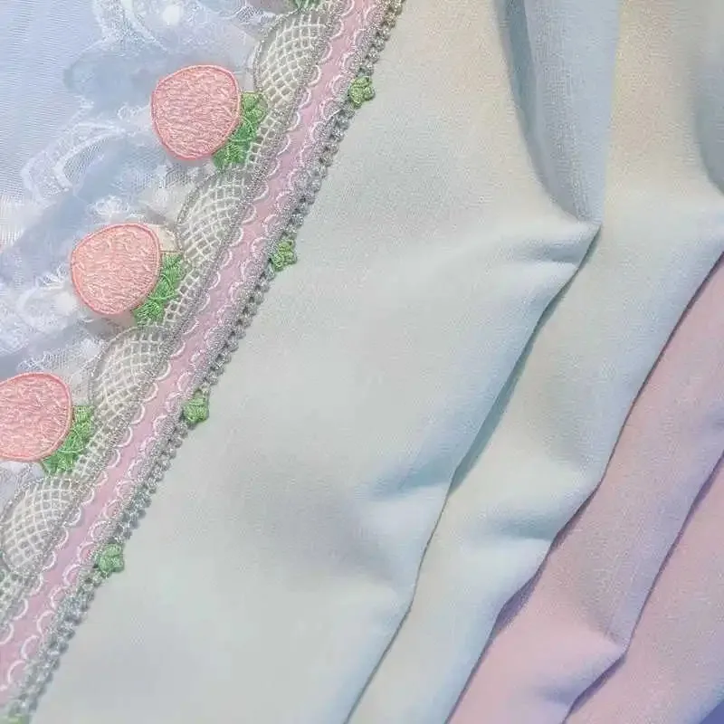 Pink Beige Strawberry Princess Style Snow Neil Blackout Curtains for Girls Bedroom Room Wedding Window Floor To Ceiling Luxury