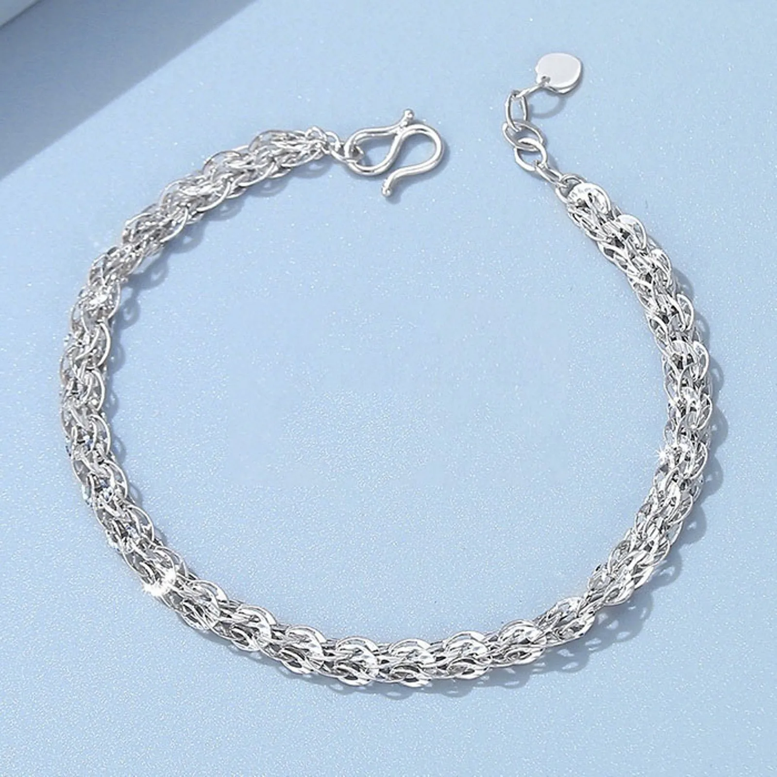 Real Pure Platinum 950 Chain Women 3.4mm Phoenix Feather Bracelet 3.6-3.8g/17+1cm