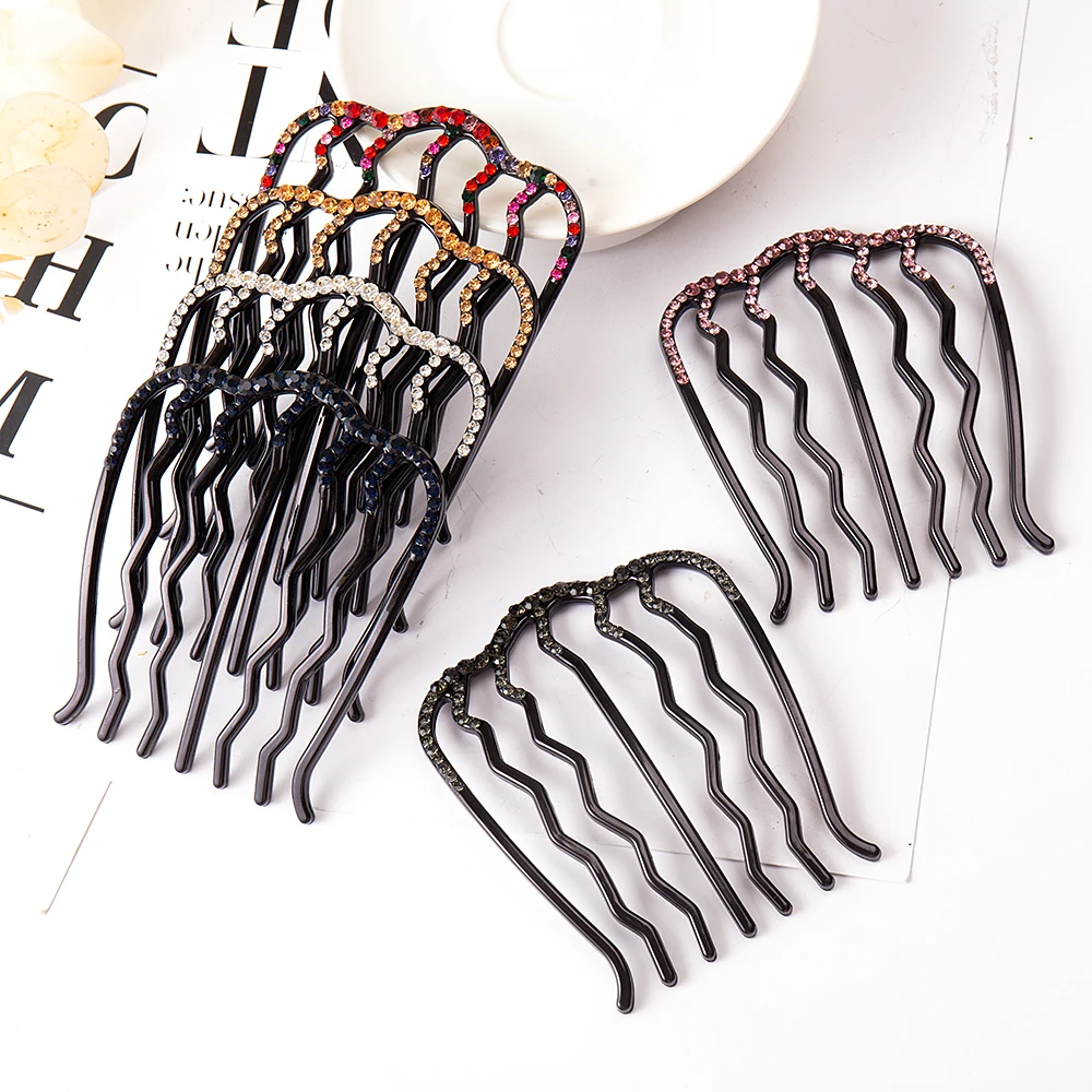 Rhinestone Hair Comb Hairpins Crystal Women Hair Clip Maker Bun For Girls Fashion Ponytail Holder Hair Accessories Headdress