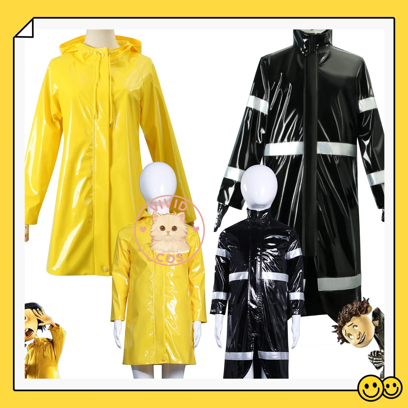 

Coraline Jones Adult Cosplay Costume Set Yellow Cosplay Raincoat Halloween Role-playing As Characters with Identical Outfits