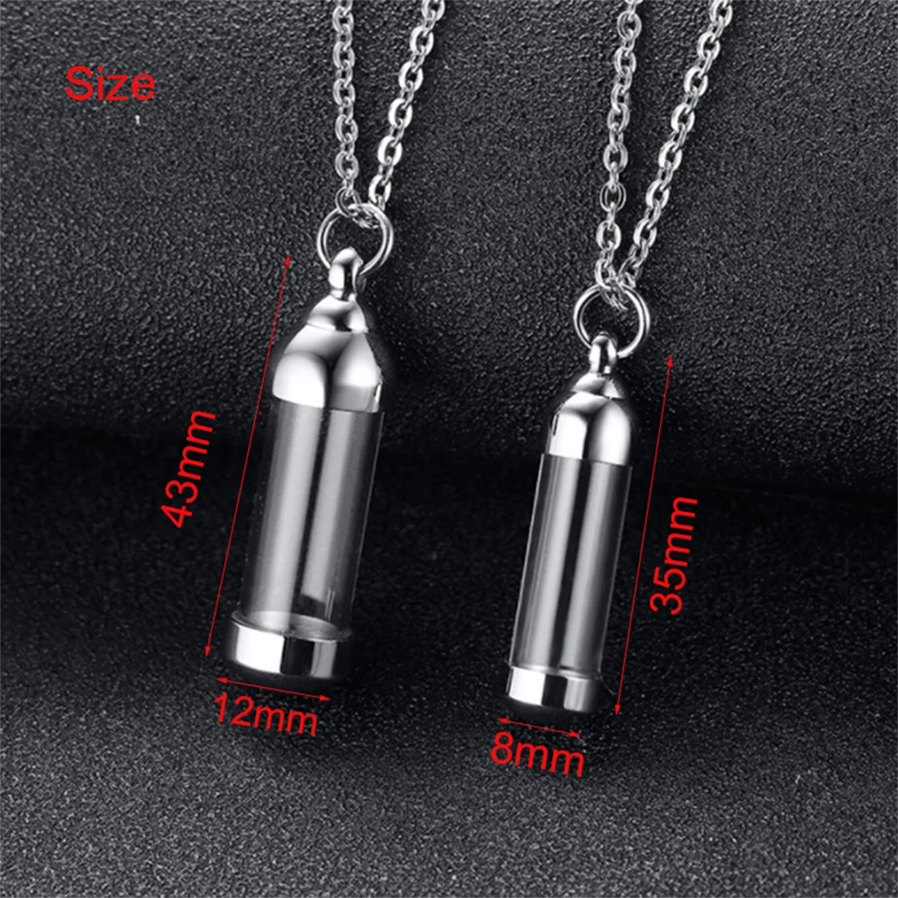 Glass Vial Pendant Openable Tube Urn Stainless Steel Necklace ​Ashes Memorial Tiny Bottle Keepsake Jewelry