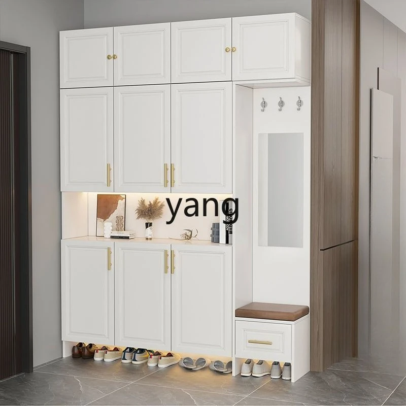 LH solid wood home entrance cabinet integrated high-end simple home door large-capacity locker