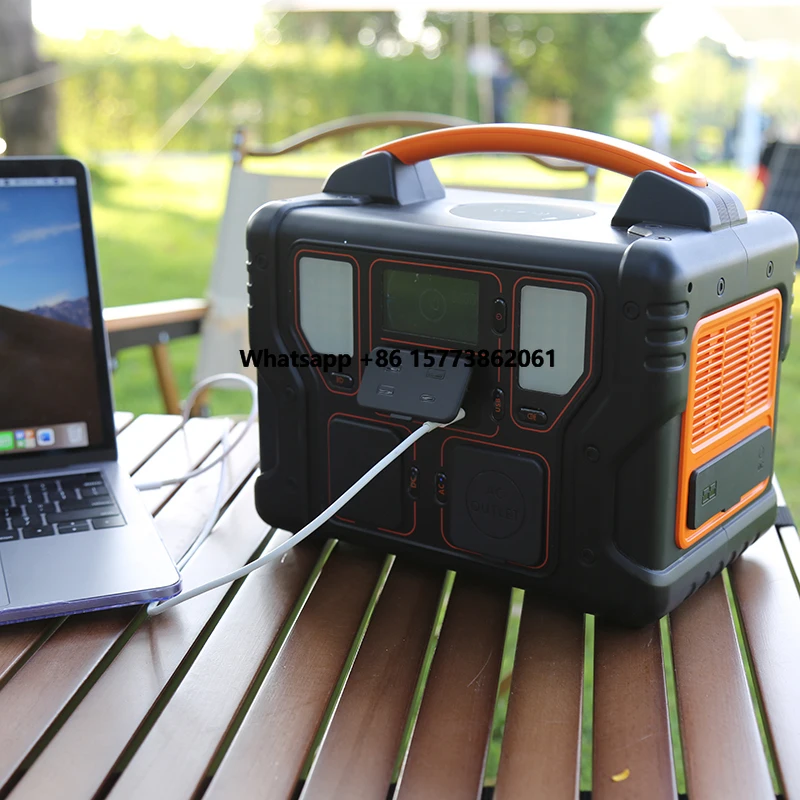 

Портативная электростанция для кемпинга с литиевой батареей 600 Вт, 499,5 Вт·ч, с двумя фонарями, с разъемами US/UK