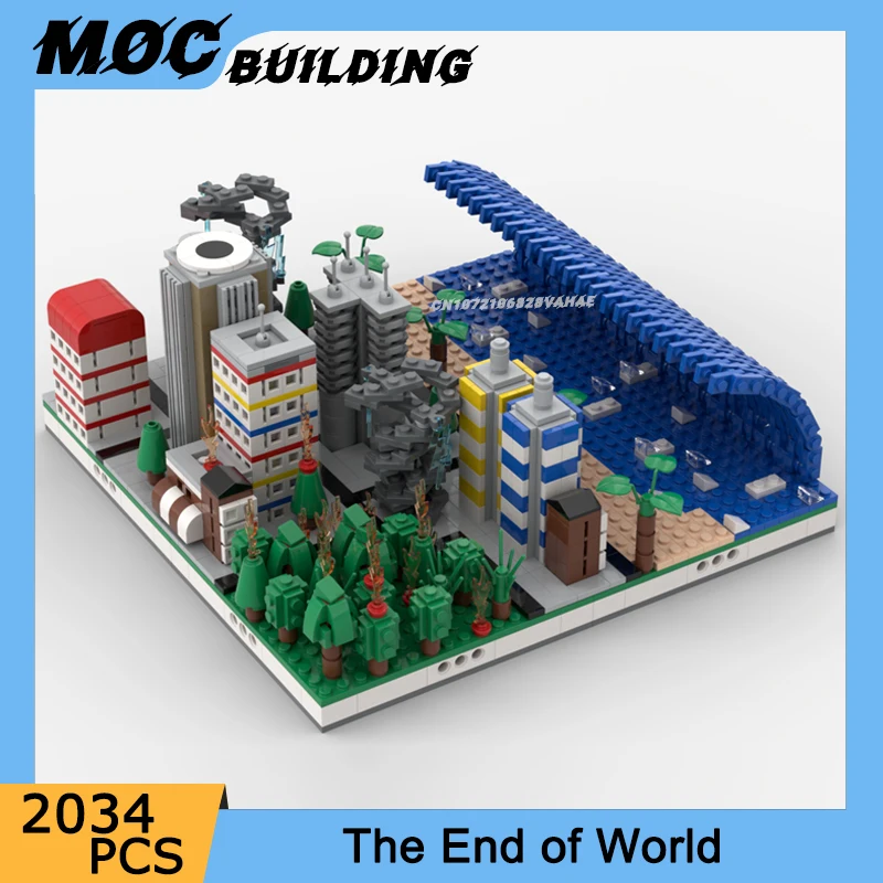 

Строительные блоки MOC, классическая серия игр, модель «Конец света», сделай сам, сборка кирпичей, креативный вид на улицу, игрушки на день рождения, рождественские подарки