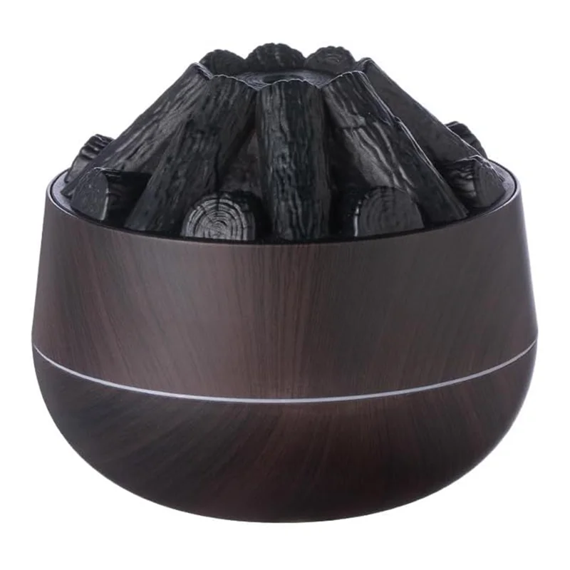 

A56T-300Ml Bonfire Humidifier USB Noiseless Flame Essential Diffuser Auto-Off Wood Grain For Home Office Gym Dark Wood Grain