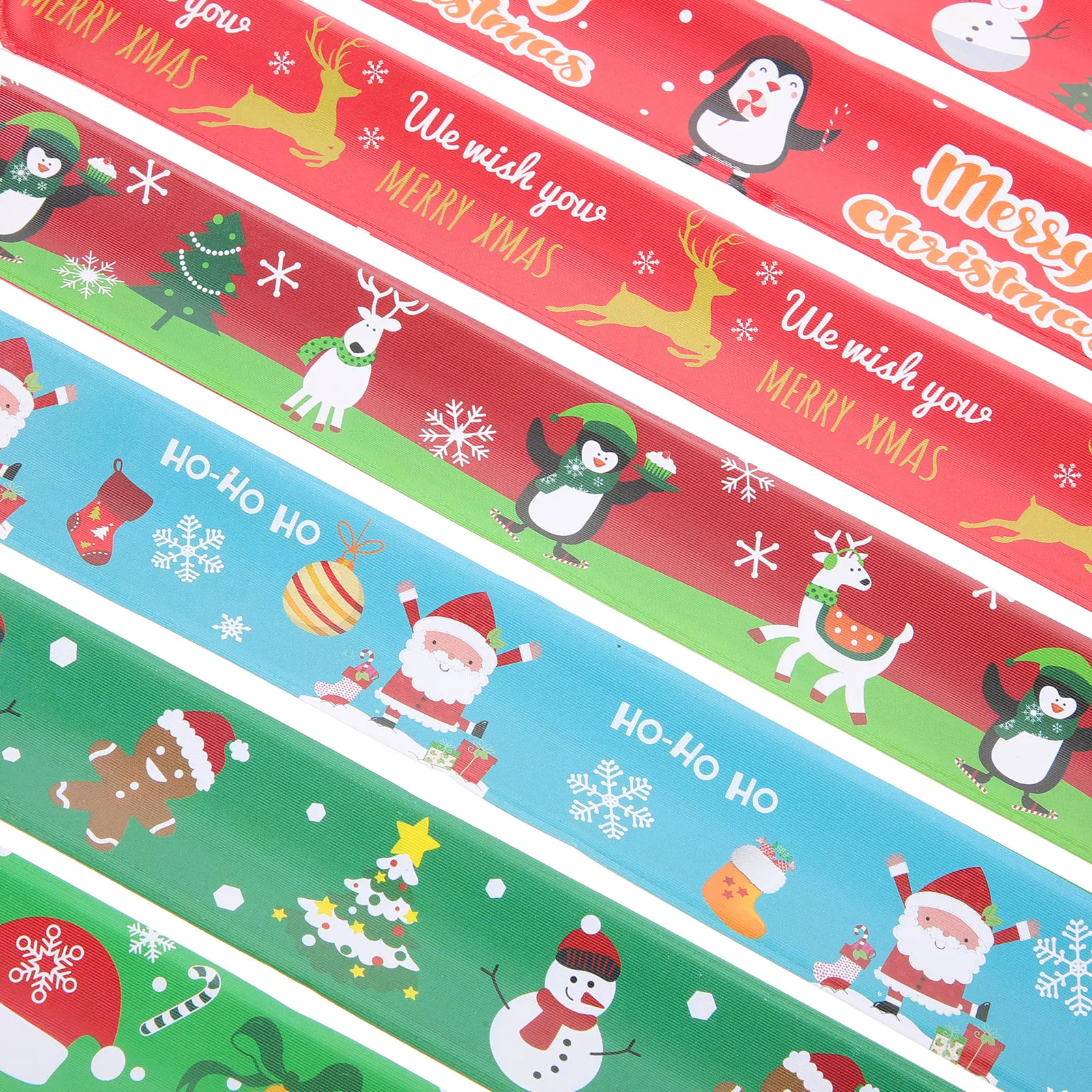 

96pcs Christmas Slap Bracelets Snap Wristb s for Women Party Favors Bulk Creative Design PVC Material Festive Holiday Gifts