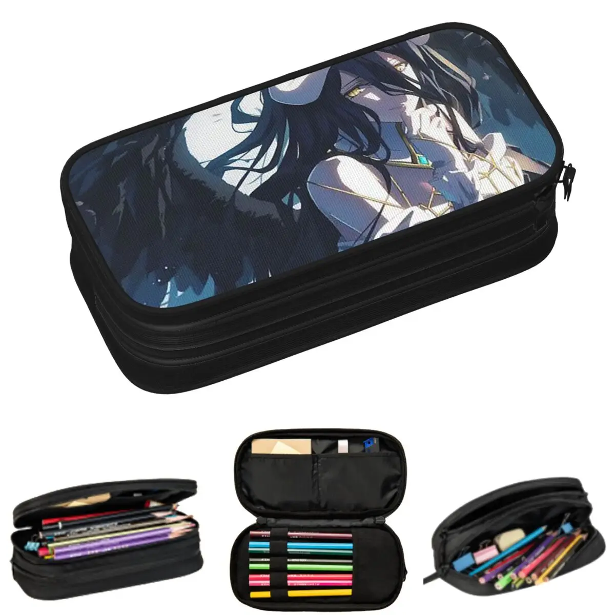 

Adventure Anime Albedo Overlord Pencil Cases for Students School Pen Box Pencil Bag Large Capacity Pencil Pouch