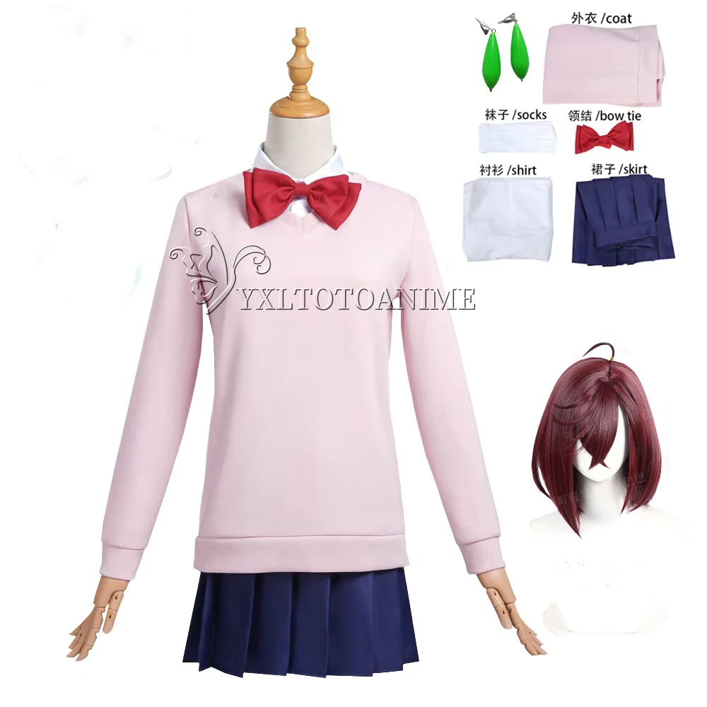 Momo Ayase Cosplay Kostuum Pruik Anime Dandadan Jurk Rok Schooluniform Oorbellen Choker Halloween Party voor Meisjes Vrouwen