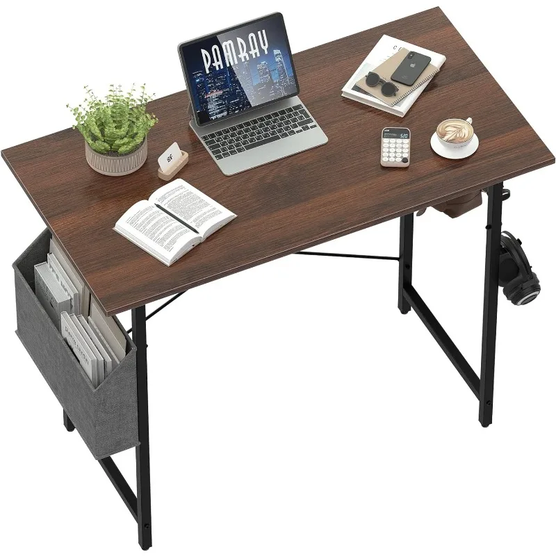 32 Inch Computer Desk for Small Spaces with Storage Bag, Home Office Work Desk with Headphone Hook