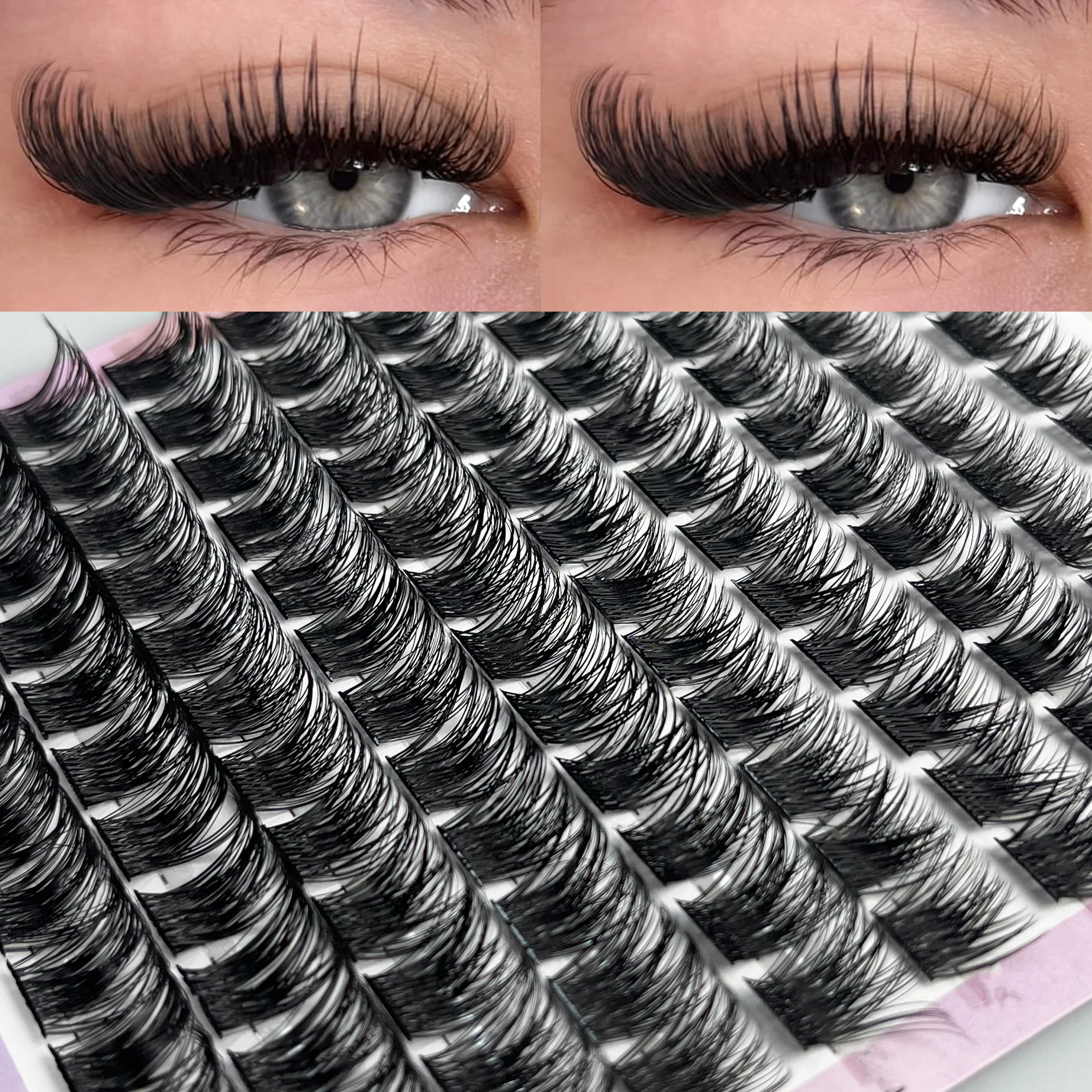 120pcs Cluster Individual Eyelash Natural Russian Volume 8-16mm Mixed DIY Eyelash Extension Lightweight Fluffy Lash Makeup Tool