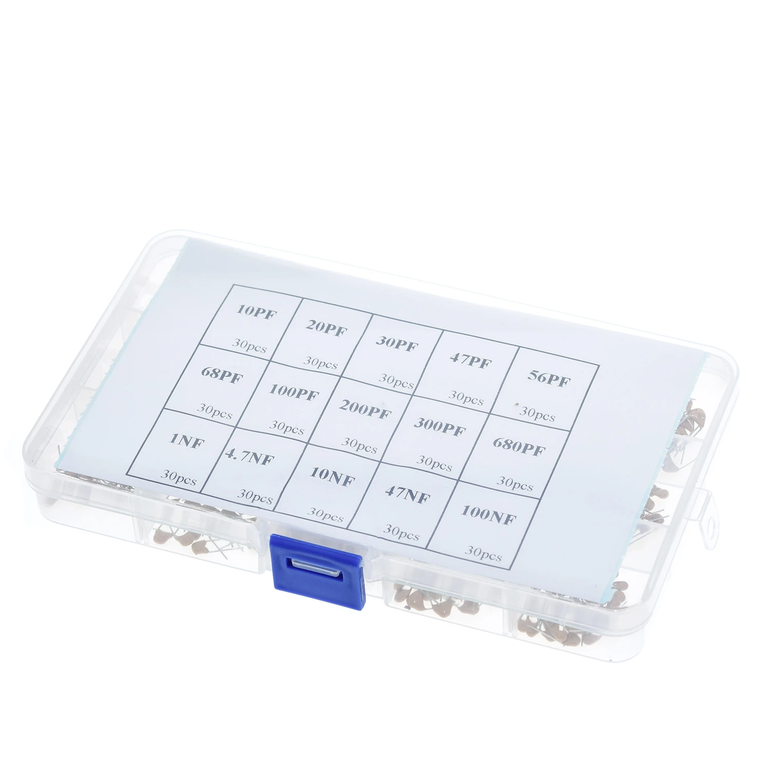 TZT 450pcs 15 Value Ceramic Capacitor Set 50v Assortment Box 10pf To 100nf Capacitor Kit 024