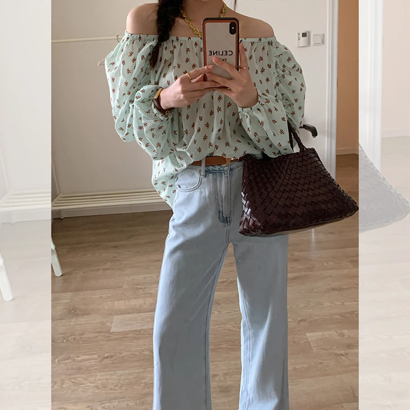 

Модная женская блузка с открытыми плечами и коротким рукавом, 100% хлопок, весна 2023, новинка от Yum Star