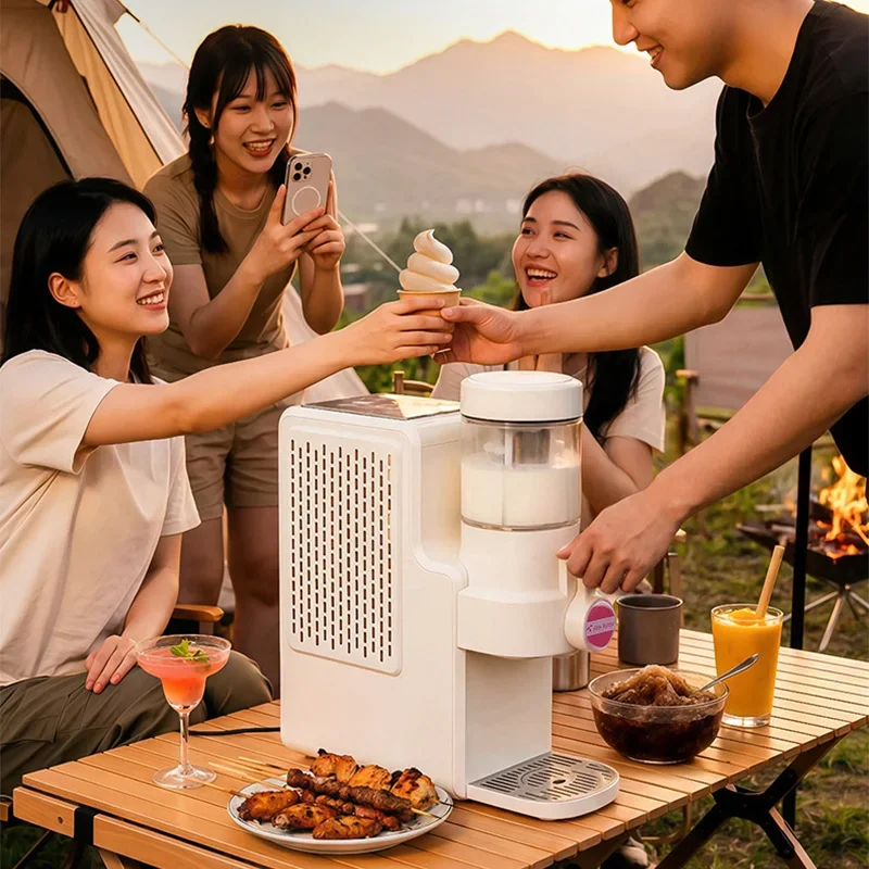 500ml Portable Compact Ice Cream Maker, Commercial Ice Cream Maker, 2-in-1 Frozen Smoothie/Milkshake Maker, Compressor