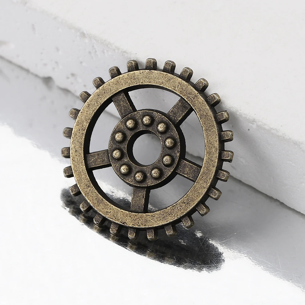 100pcs 17mm Metal Retro Antique Round Gears Steampunk Pendants  Charms for Necklace DIY Vintage Jewelry Accessories Wholesale