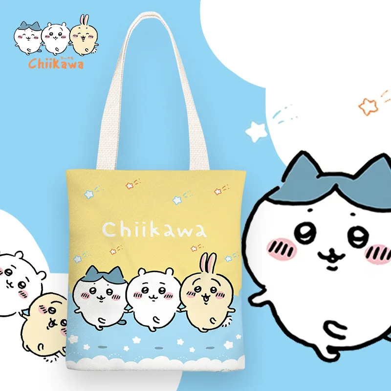 Portable Chiikawa Cartoon Anime Ins Fresh Canvas Bag Girl Shoulder Bag Hachiware Student Bags for Woman Classroom Bag Girl