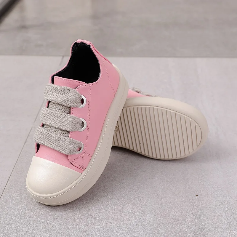 Sneakers per bambini ragazze ragazzi scarpe per bambini Owen Leather Jumbo Lace Up Slip On Casual Spring Streetwear stivali neri rosa rossi