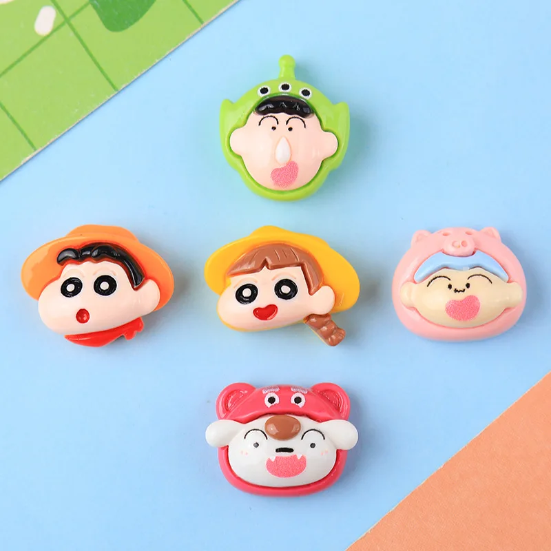 10Pcs/set Cartoon Crayon Shin-Chan DIY Resin Accessories Glossy Cream Glue Phone Case Car Decoration Patch Hair Clip Material