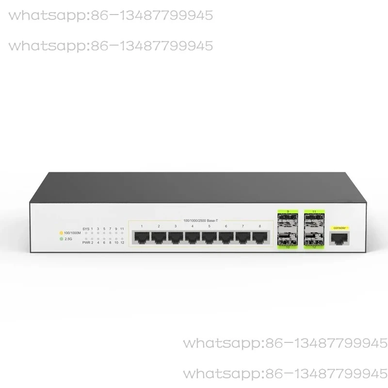 12Ports L2 WEB/CLI Managed  8*100/1000/2500Mbps RJ45 4*10G SFP+ Support VLAN & Port Aggregation
