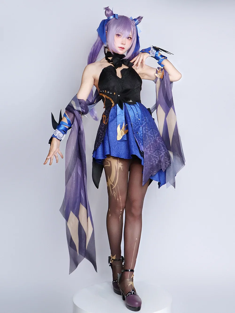 Genshin Impact Keqing Cosplay Kostüm Uniform Perücke Anime chinesischen Stil Halloween Kostüme Spiel opulente Pracht neue Haut