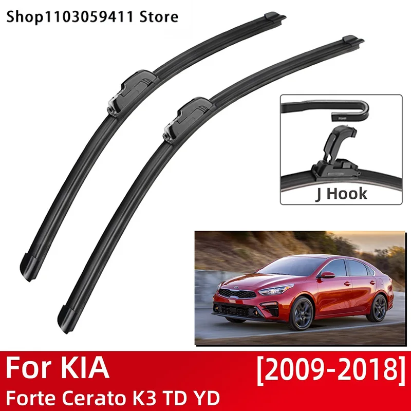 For KIA Forte Cerato K3 TD YD 2009-2018 Car Accessories Front Windscreen Wiper Blade Brushes U Type J Hooks 2018 2017 2009