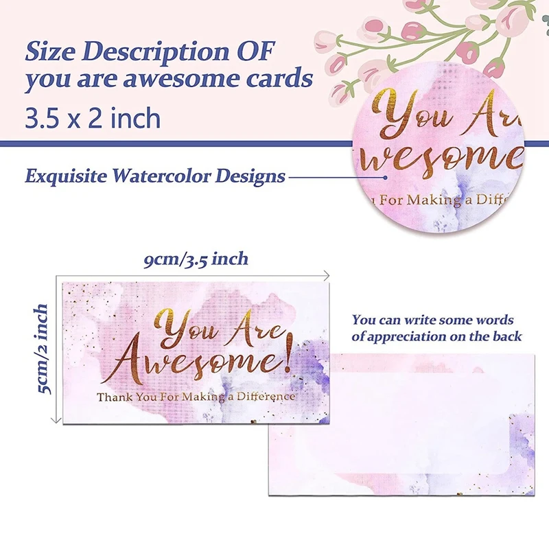 200PCS You Are Awesome Cards Colorful Thank You Thank You Note Card Greeting Card For Making A Difference Card