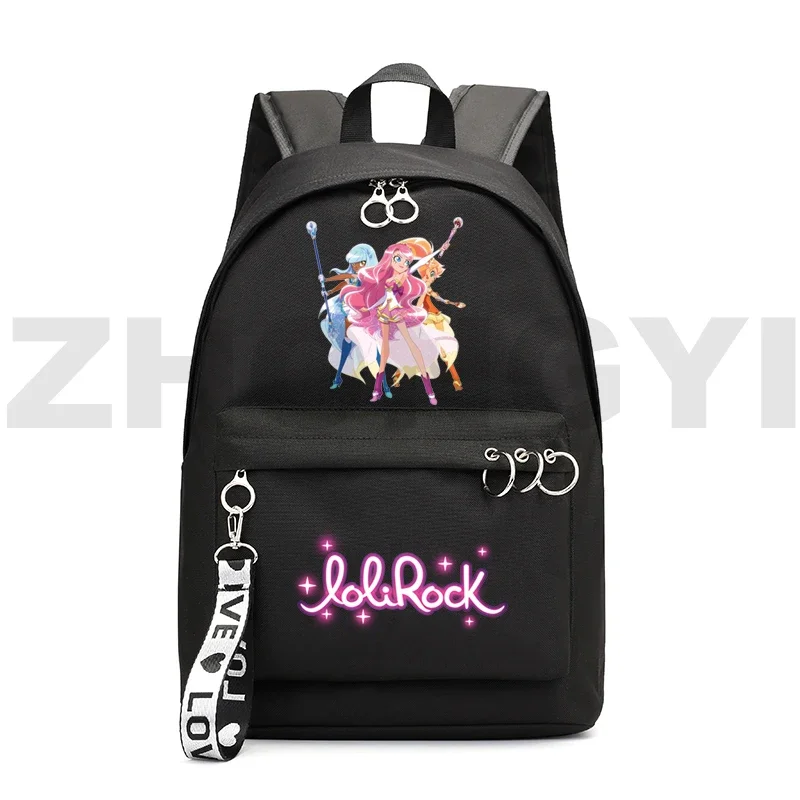 Cartoon LoliRock Hip Hop plecaki piękne dziewczyny LoliRockstar muzyka Mochila Zipper moda wykonawczy plecak kobiety dzieci Bookbags