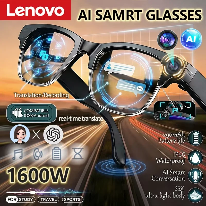 Lenovo AI Smart Glasses AI Translation Hands-Free Calling AI Chat Logging Music Playback Smart Sunglasses for Men Women 2026 New
