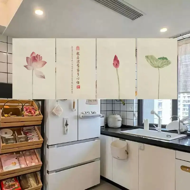 VIKAMA Lotus Bloom Bunting Triangle Bunting Banner for Kitchen Wall Hanging Decor Zen Party Style Cozy Home Decor