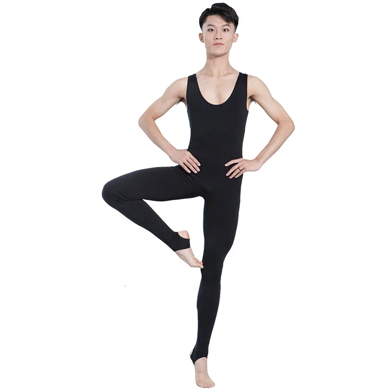 Men Ballet Leotard Tight Bodysuit for Dancing Scoop Neck Skin-Tight Vest Male Gymnastics Ballet Leotard Dancewear