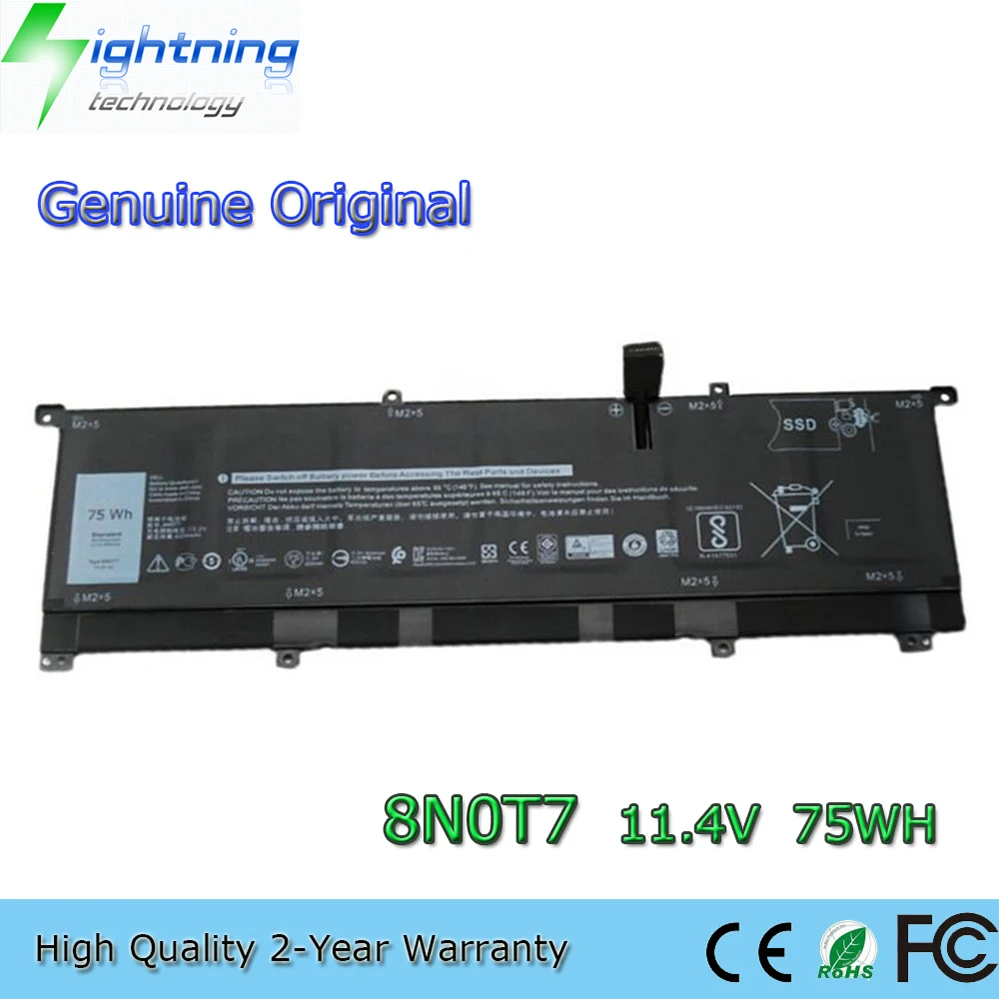 

8N0T7 Аккумулятор для ноутбука 11,4 В 75 Втч для Dell XPS 15 9575 2-в-1 Precision 5530 2-в-1 D1805TS TMFYT и т. д.