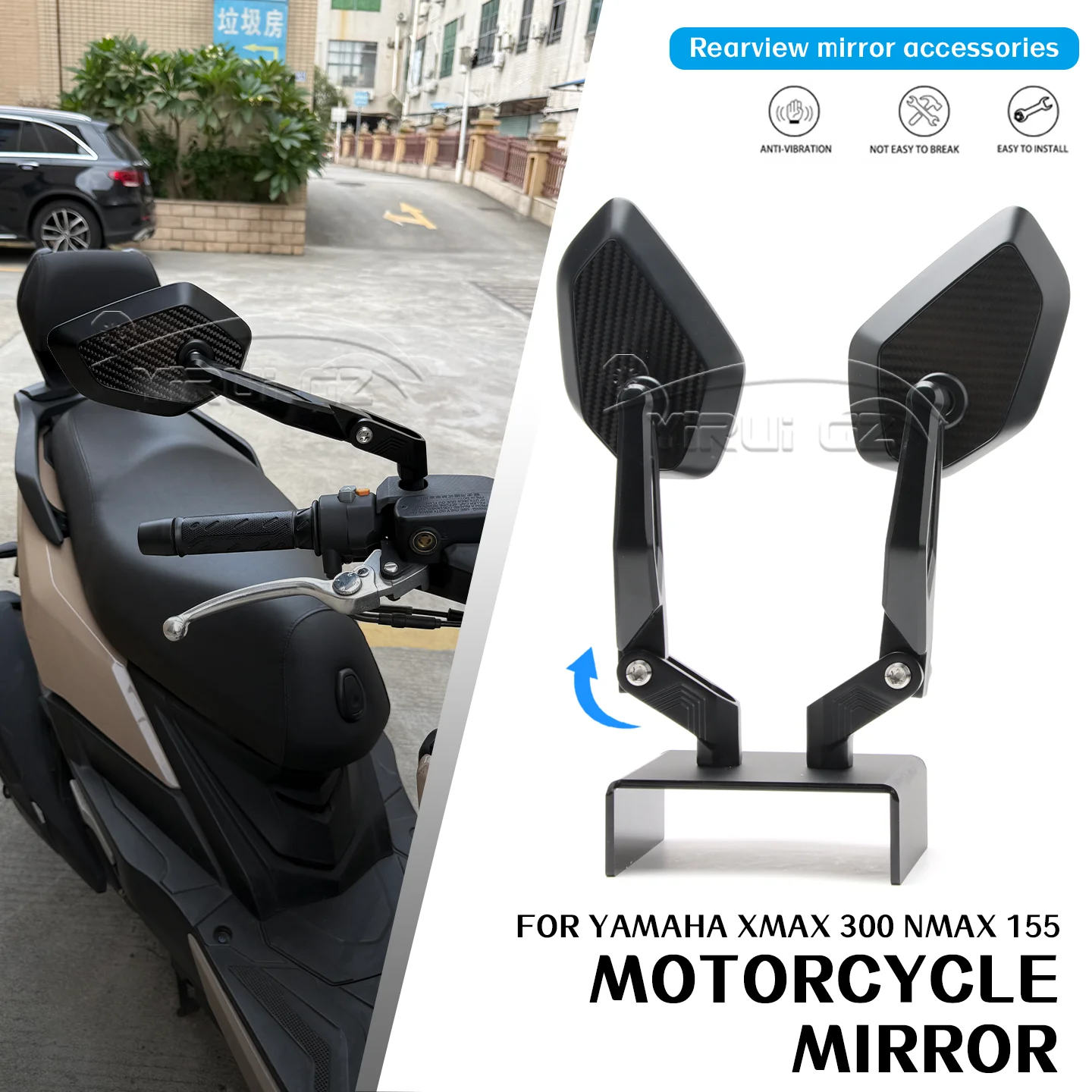 

Motorcycle rearview mirror Rearview Side Mirror FOR YAMAHA XMAX 300 NMAX 155 XMAX 300 NMAX 155 155 XMAX 300 Foldable mirror rod