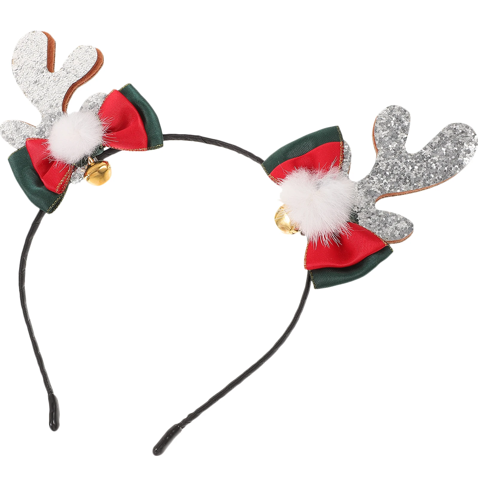 

Sequined Bow Christmas Antlers Headband S2 9 Red Fabric Metal Xmas Accessory Lightweight Festive Hair Decoration New
