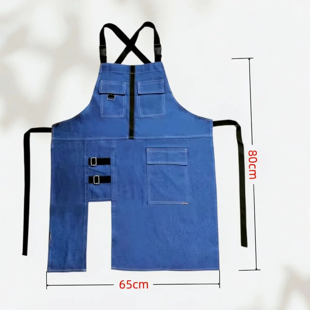 Professional Chef Apron Waterproof Canvas Denim Workwear Split Design For Kitchen Bbq Serving Cleaning Apparel Bibs
