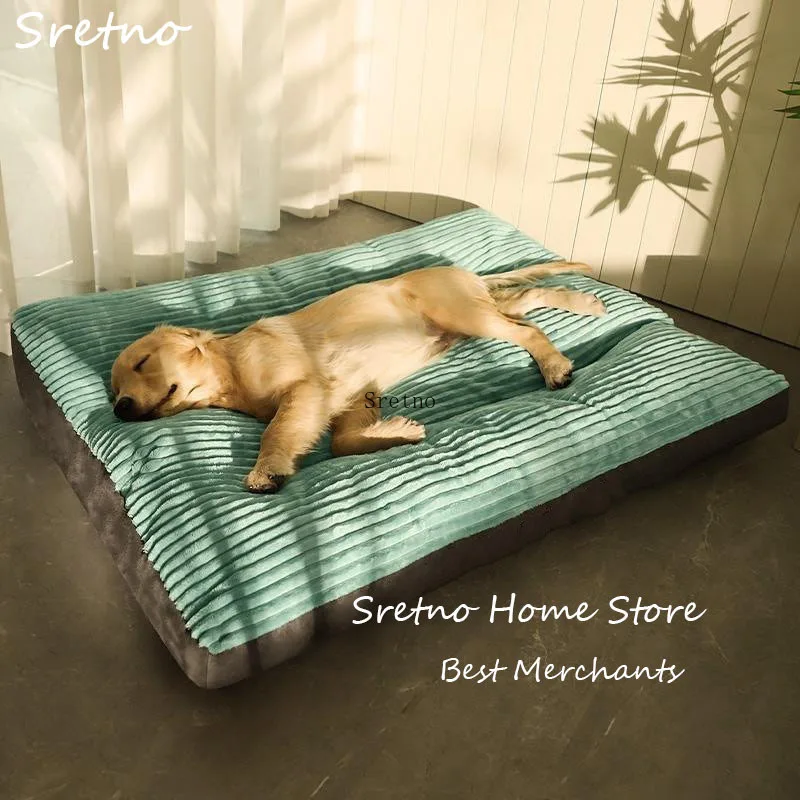 

SRETNO Dog Beds Corduroy Dog Sofa Plush Bed Detachable Easy Clean Warm Floor Mat for Sleeping Washable Pet Sleep Dog Supplies