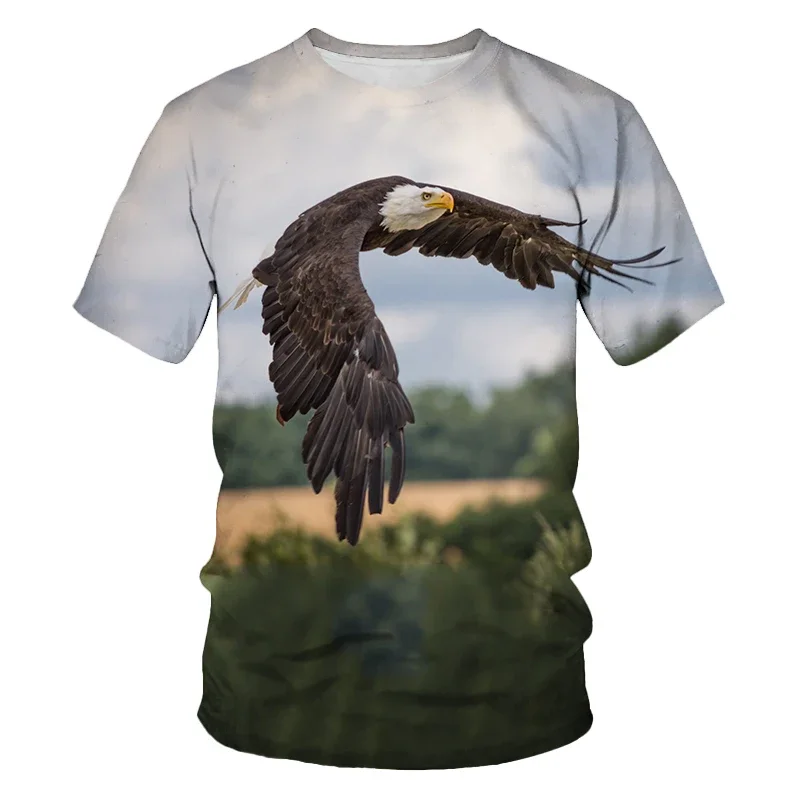 New Summer Tide Bird Of Prey Picture Men T-Shirts  Casual 3D Print Tees Hip Hop Personality Round Neck Short Sleeve  Tops