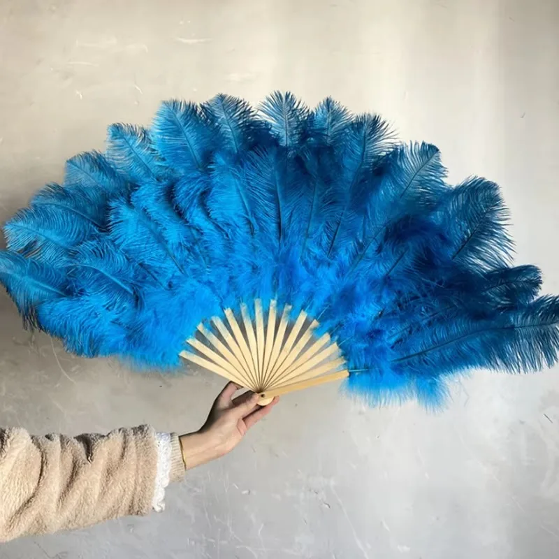Ostrich Burlesque Large Jeniorr African Feather Crafts Hand Fan pink for Ladies Wedding Feather Fan for Party Holiday Supply