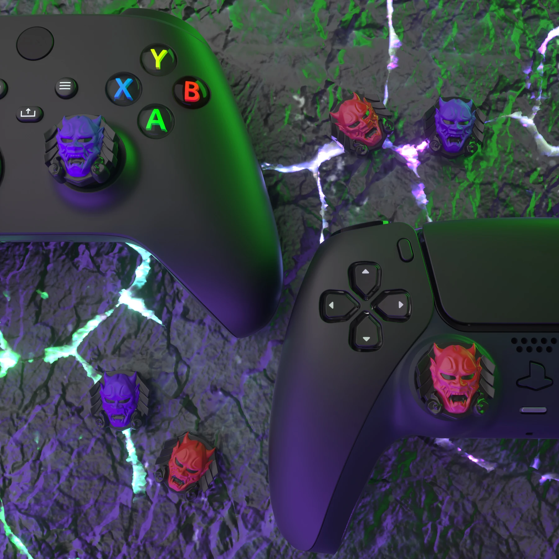 PlayVital Thumb Grips para controlador ps5/4, Stick Caps para Xbox Series X/S, Thumbstick Cover para Switch pro-oni Demons