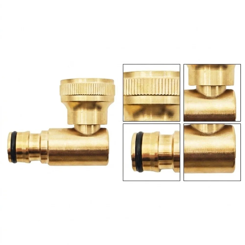 Golden Hose Connector Hose Reel Swivel Angle Connector Brass Faucet Connector Barbed Fitting Coupler Connector Adapter Copper