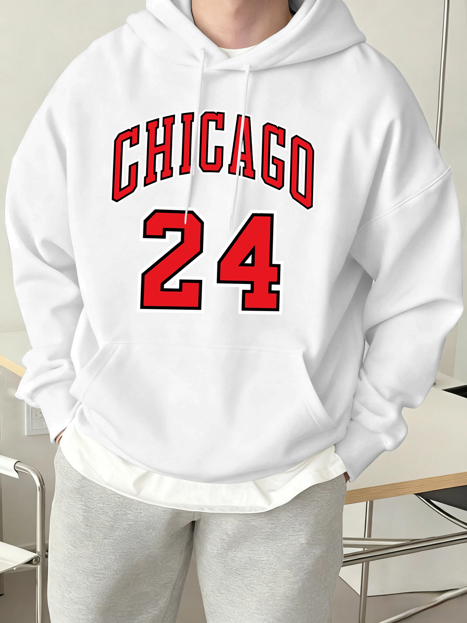 شيكاغو عدد 24 رسالة طباعة الرجال مريح موضة هوديس كل مباراة الخريف بلوزات الصوف ملابس رياضية غير رسمية الشارع لينة #1