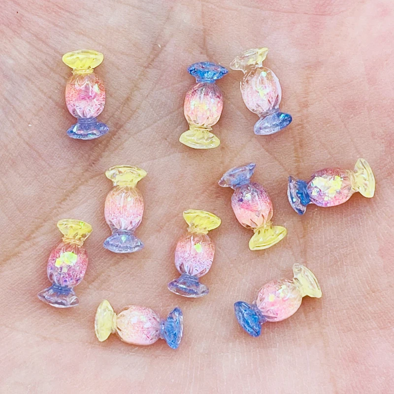

50 Pcs New Cute Mini Kawaii Candy Resin Figurine Crafts Flatback Cabochon Ornament Jewelry Making Hairwear A47