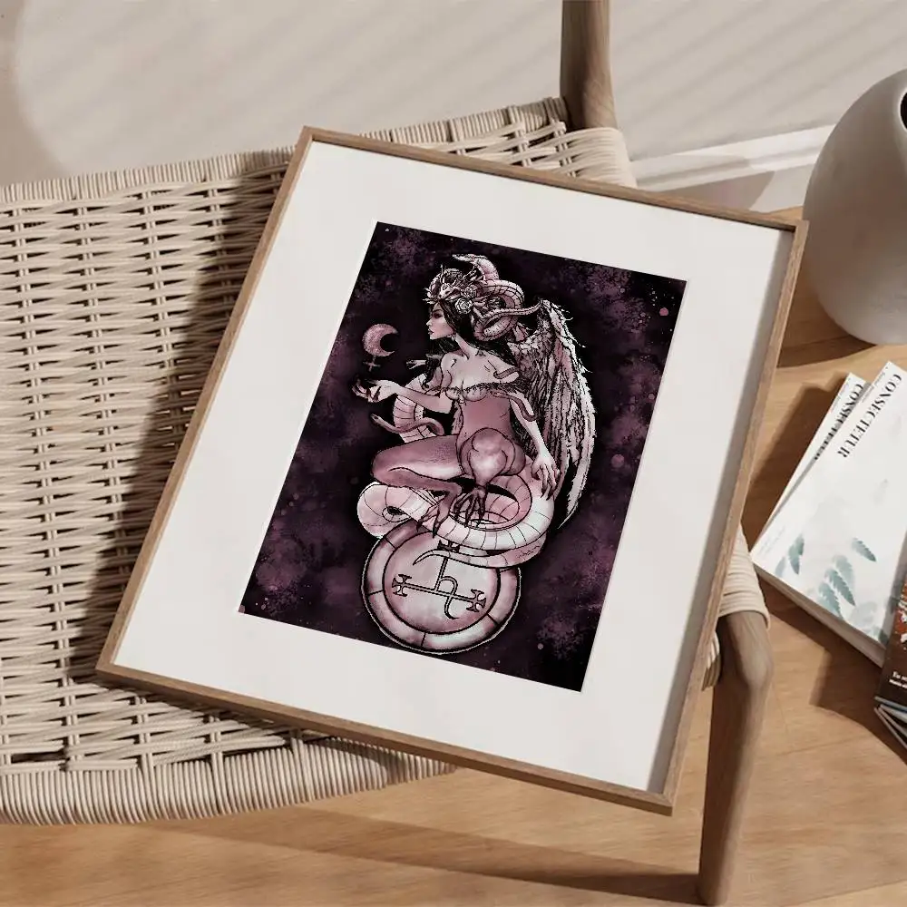 ليليث غامض أم الشياطين آلهة المشارك حديقة عدن يطبع آلهة الظلام السحر الفن اللوحة لديكور جدران المنزل