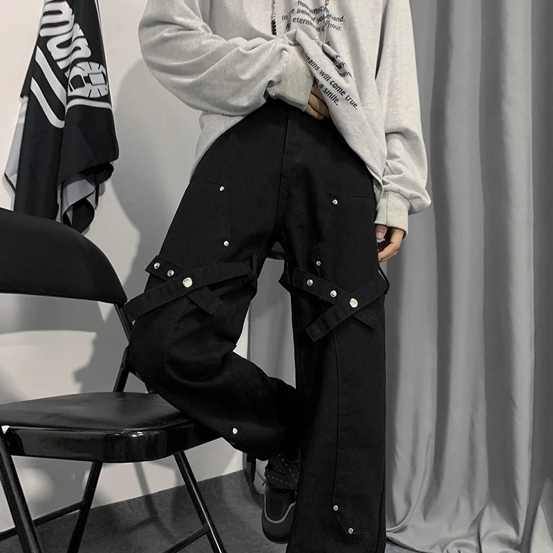 

Fall Men's plus Size 300 Pou American Retro Bla Straight Leg Jeans Long Pants High Waist Bootcut Casual Breathable Denim