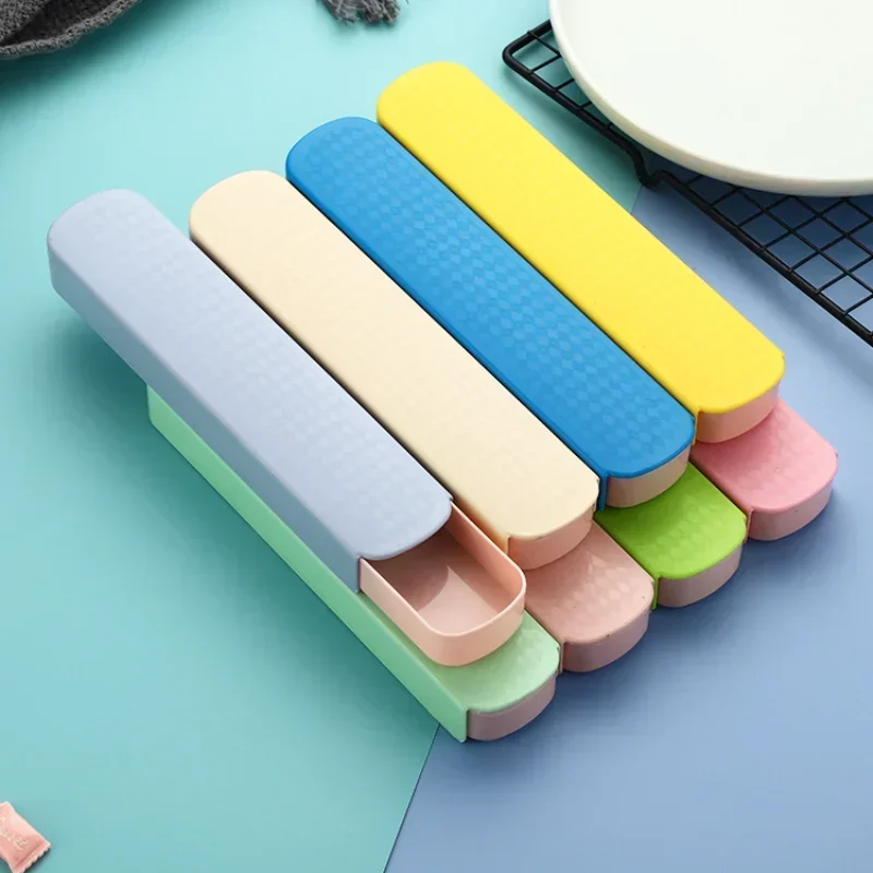 Cutlery Straw Plastic Storage Box Chopsticks Fork Spoon Wheat Pull Box Fashion Outdoor Travel Portable Tableware Empty Box